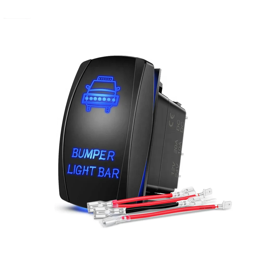 WattBons Bumper Light Bar Marine Rocker Switch Led light Bar 5 Pin Laser On/Off Switch 20A/12V 10A/24V Switch jumper wires set