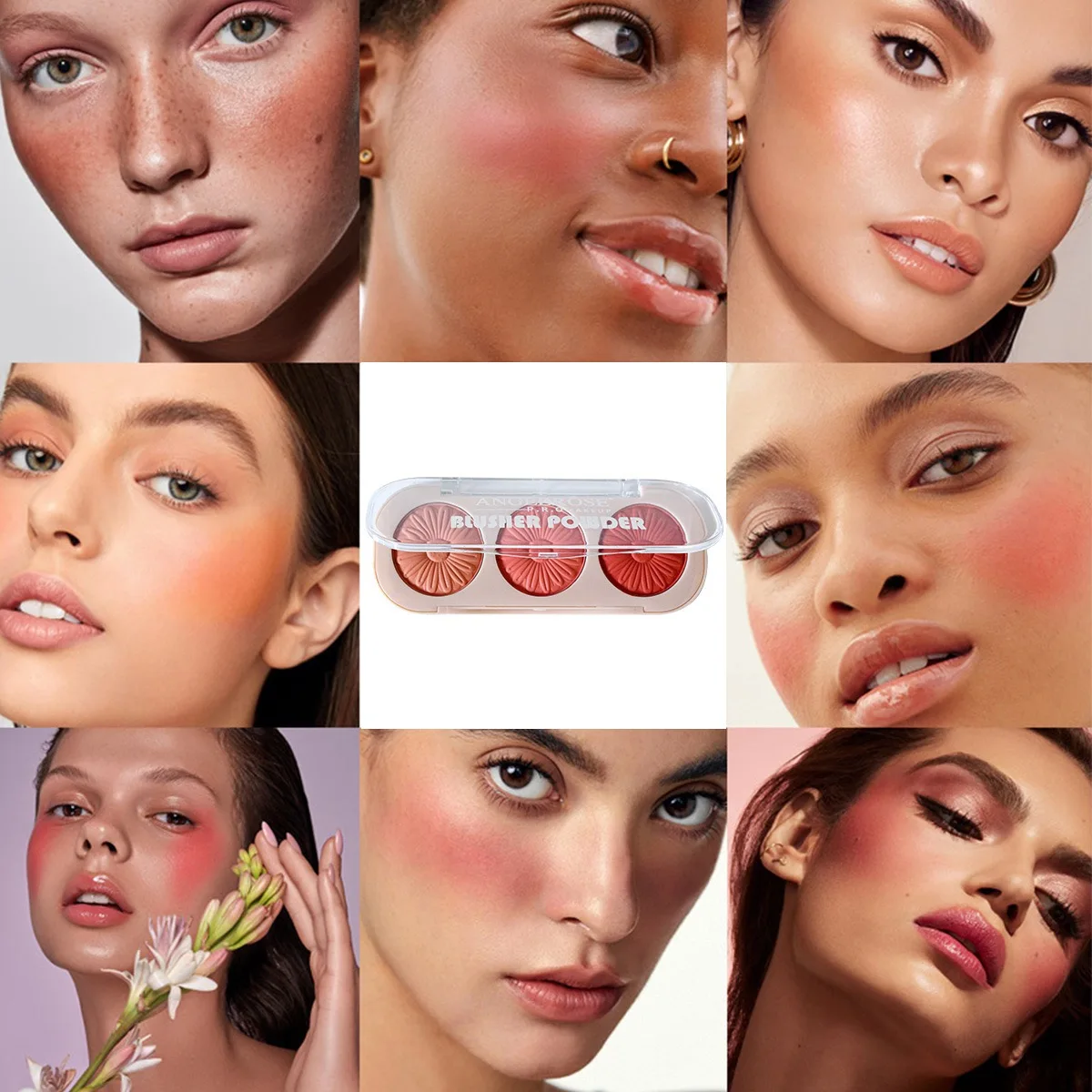 Explosive three-color blush palette matte blush contour three-dimensional eyeshadow easy to carry face makeup
