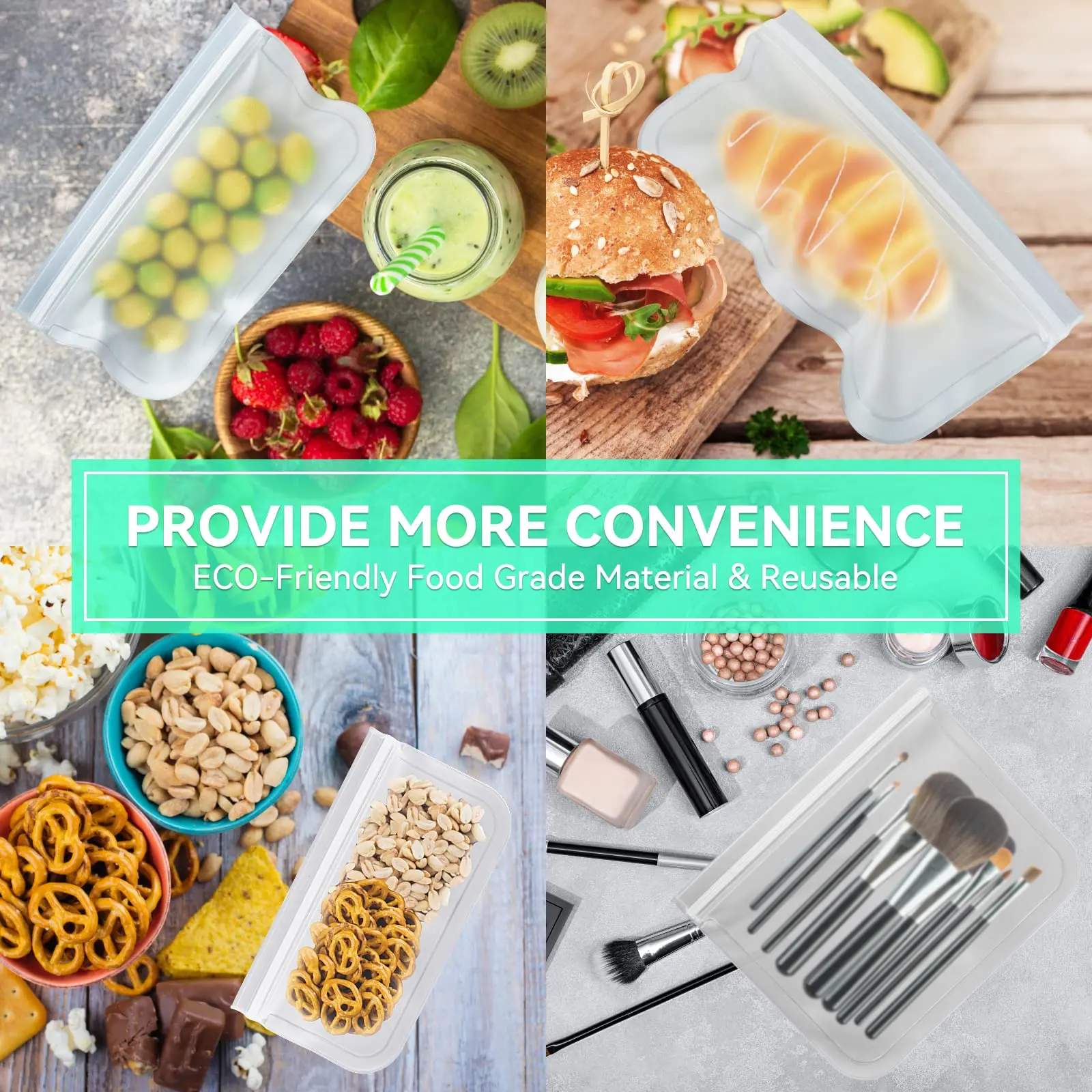 High Quality Eco Friendly Leakproof Reusable Freezer Liquid Food Storage Bag Reusable Ziplock Bags