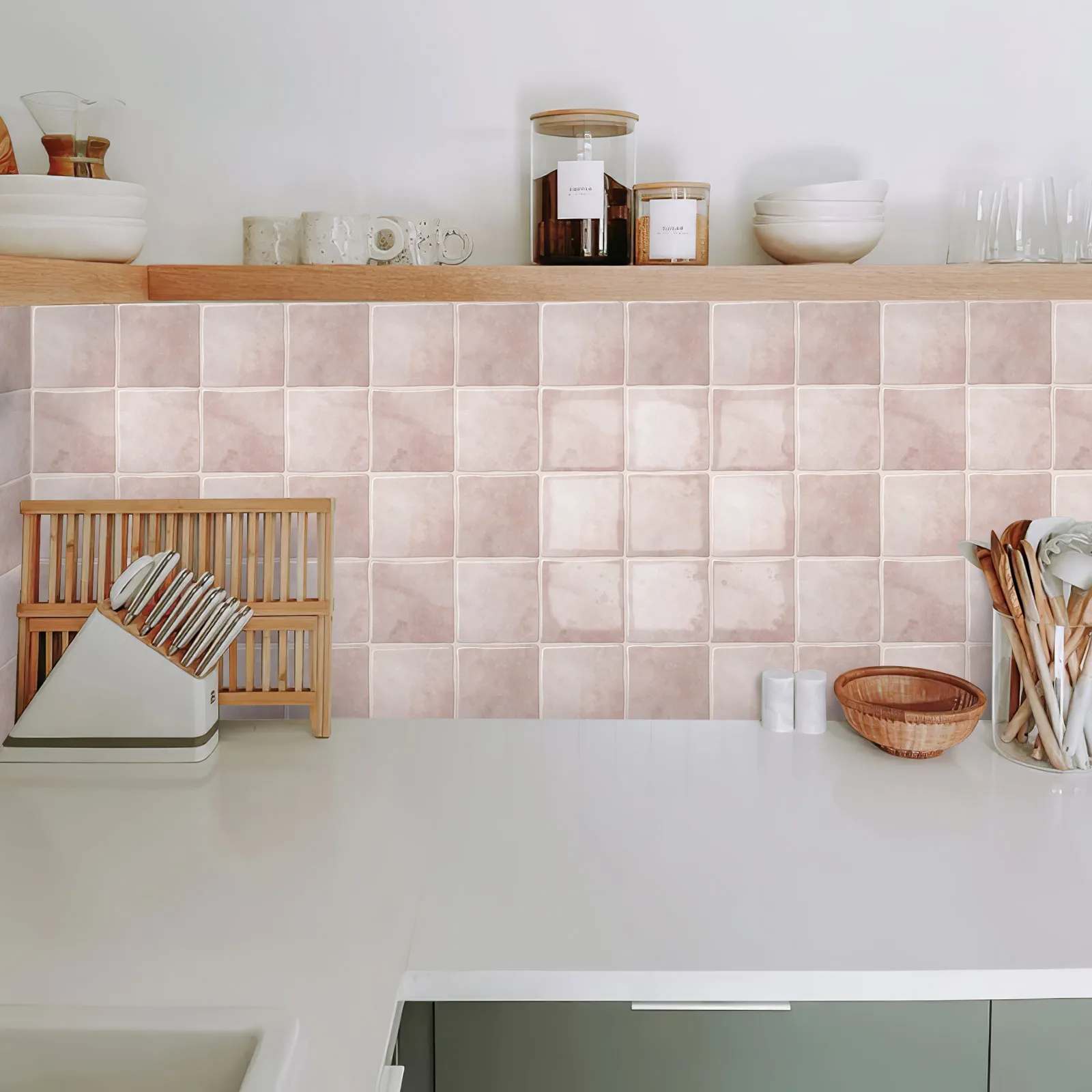 Green Vintage Self-Adhesive Peel-and-Stick PVC Vinyl Wall Panels 3D Waterproof Kitchen Backsplash Tiles Waterproof Wall Sheets