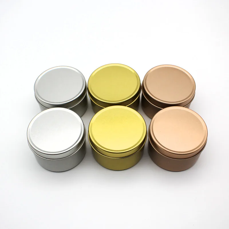 Wholesale 2oz 4oz 6oz 8oz Empty Round Scented Decorative Packaging Rose Gold Tin Can Container Jars Travel Candle Tins