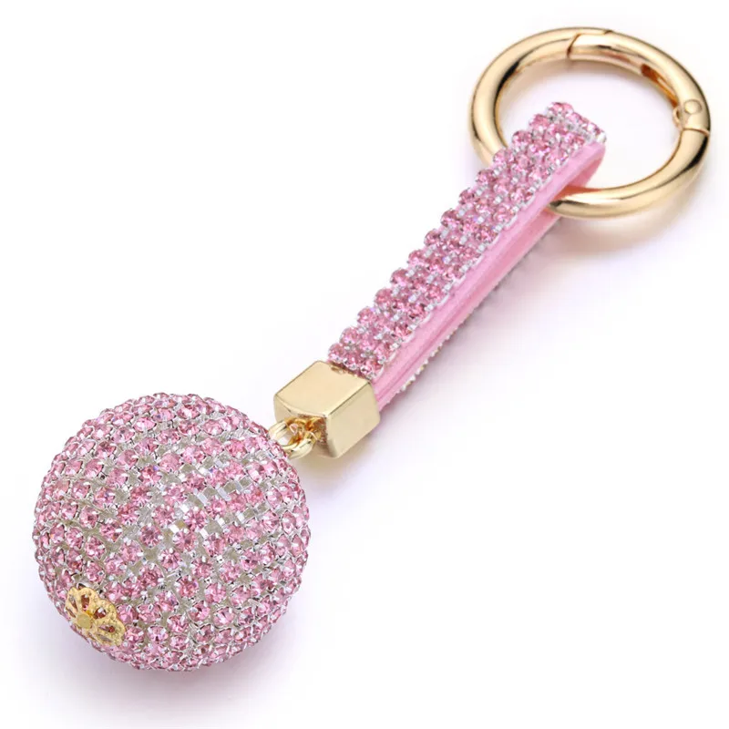 Crystal Keychain Rhinestone Leather Strap High Quality Handbag Purse Bag Pendant Charm Keyring For Car Key Chain