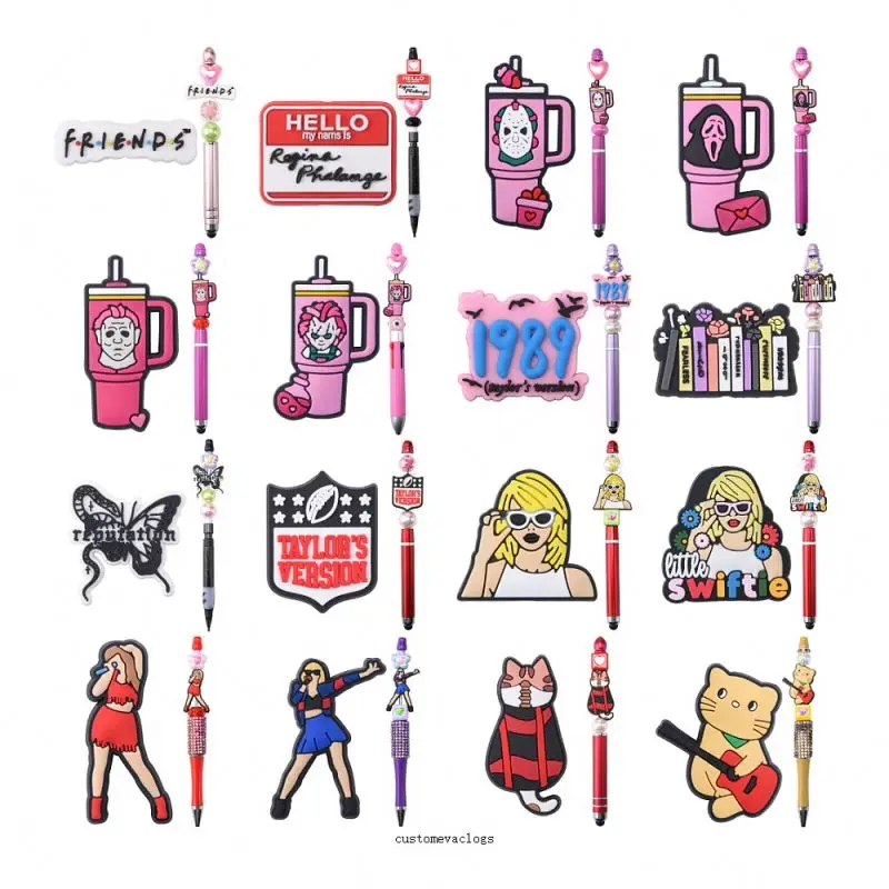 new brand minecraft focal beads football team taylor  bad bunny karol g one piece selena silicone focal beads for pen making