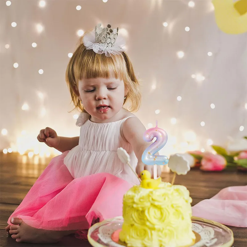 Pink Blue Purple Galaxy Gradient 1pcs/box 0~9 Gradient Color Birthday Anniversary Number Cake Decoration  Votive Candles