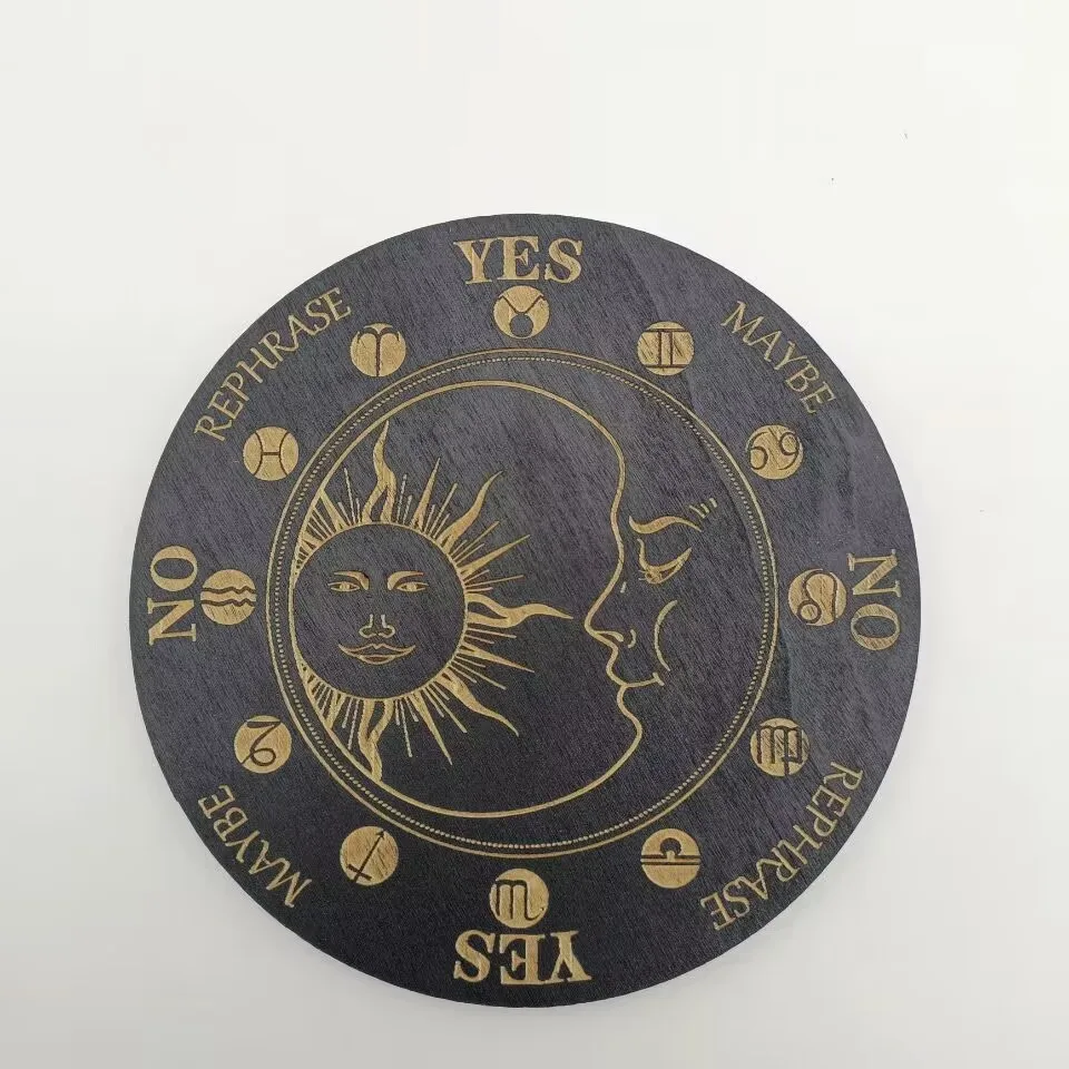 Divination Pendulum Board Moon Star Wood Plate Fatima Eye Mystery Meditation Mat Witchcraft Altar Home Decoration