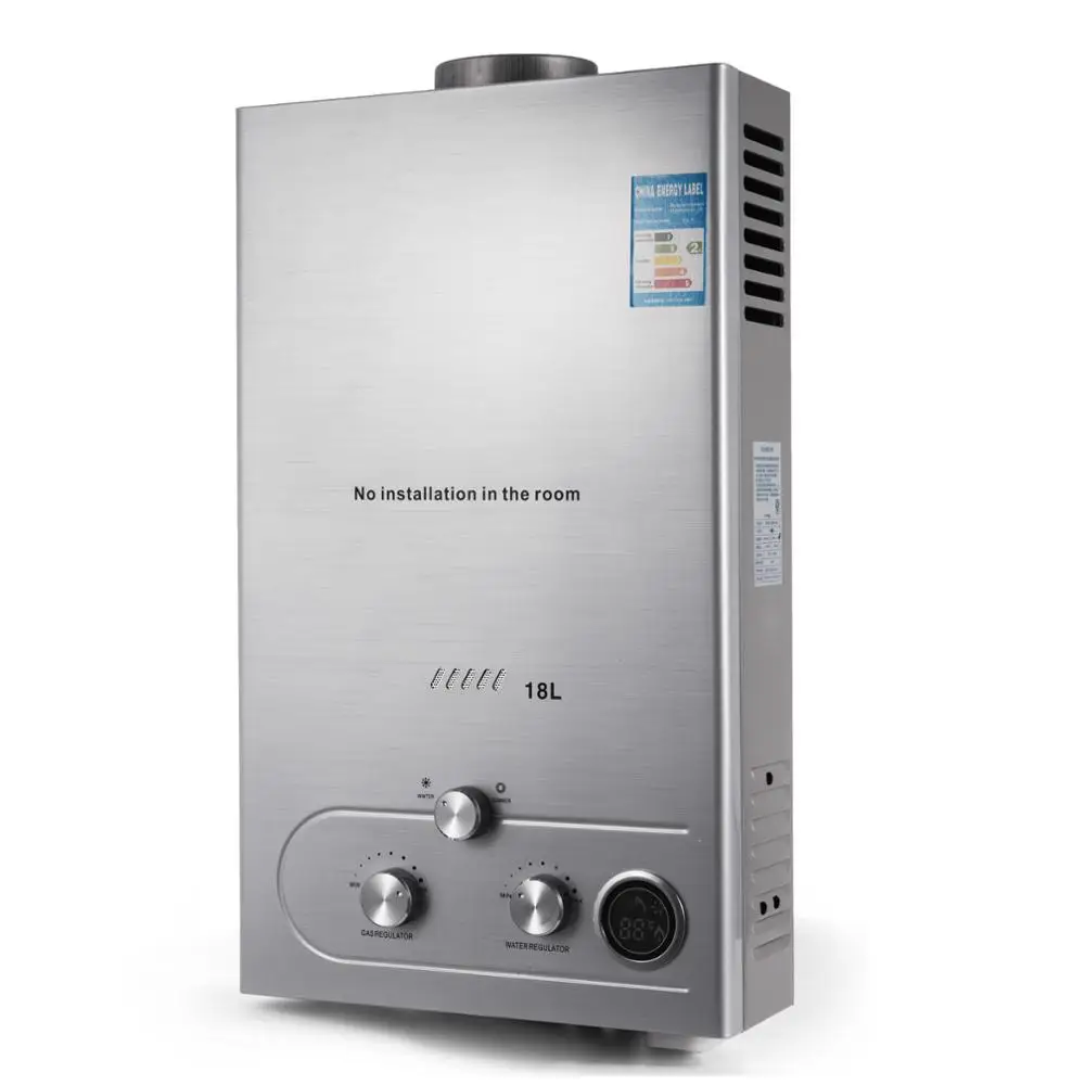 Hot 18L Water Heater 36KW LPG Natural Gas Propane Water Heater Tankless Instant Boiler with Shower Head and LCD Display
