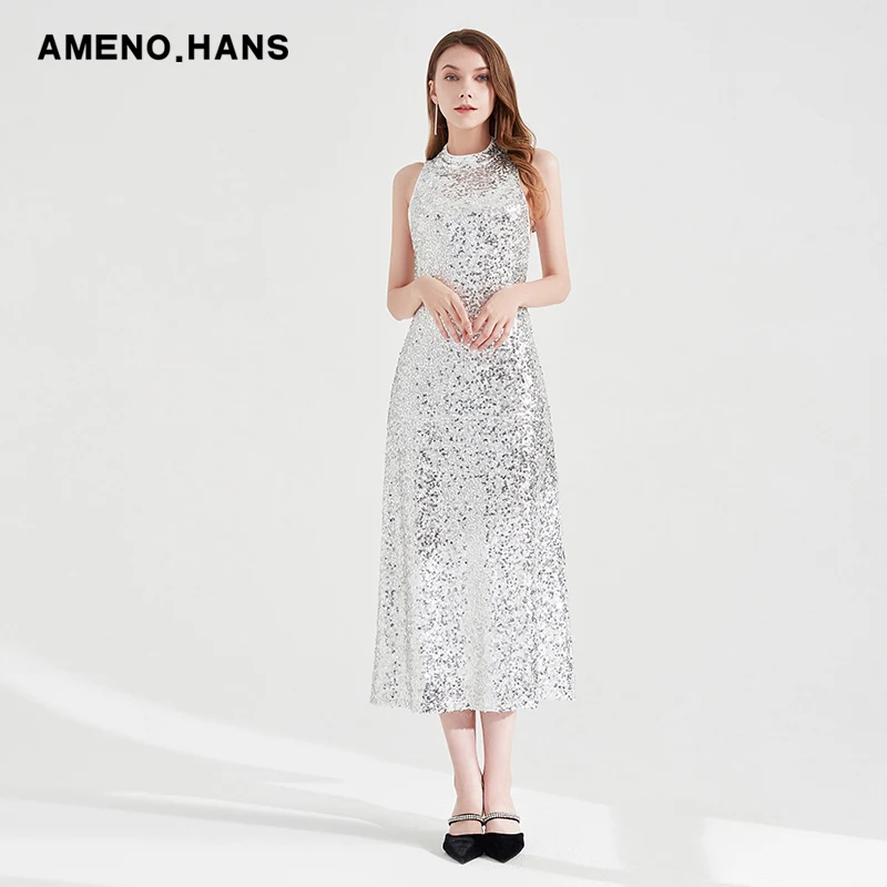 2022 New Arrivals Sparkly Dress Women Birthday Celebrate Brand Evening Dress