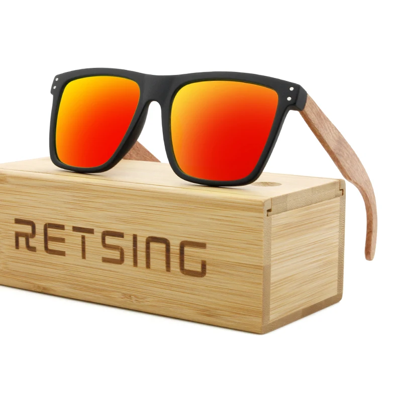 Оптовые черные поляризованные деревянные бамбуковые солнцезащитные очки для мужчин