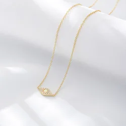 Hot Sale Delicate S925 Sterling Silver Cubic Zircon Eyes Shaped Necklace Popular 925 Silver Opal Diamond Evil Eyes Necklace