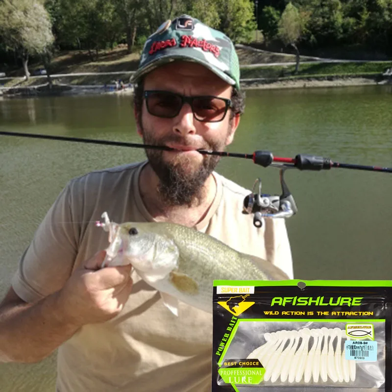 Small T Tail Soft Lure 50mm 1g 15pcs Soft Fishing Lure Soft bait Worm Grubs T Tail Wobblers