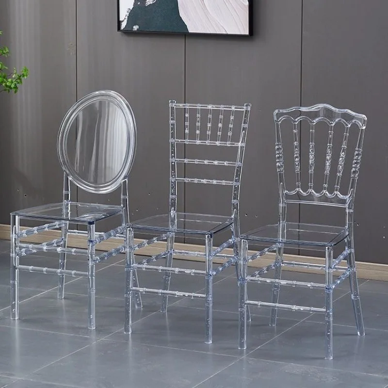 Hot Sale Clear Transparent Resin Chiavari Chair Plastic Crystal  Acrylic Wedding  event Chair Wholesale Phoenix Napoleon Chair