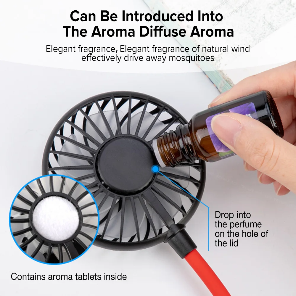 Hands Free Neck Band Air Cooler Fan Small Electric USB Air Conditioner Cooling Desk Fans Portable Mini Rechargeable Neck Fan