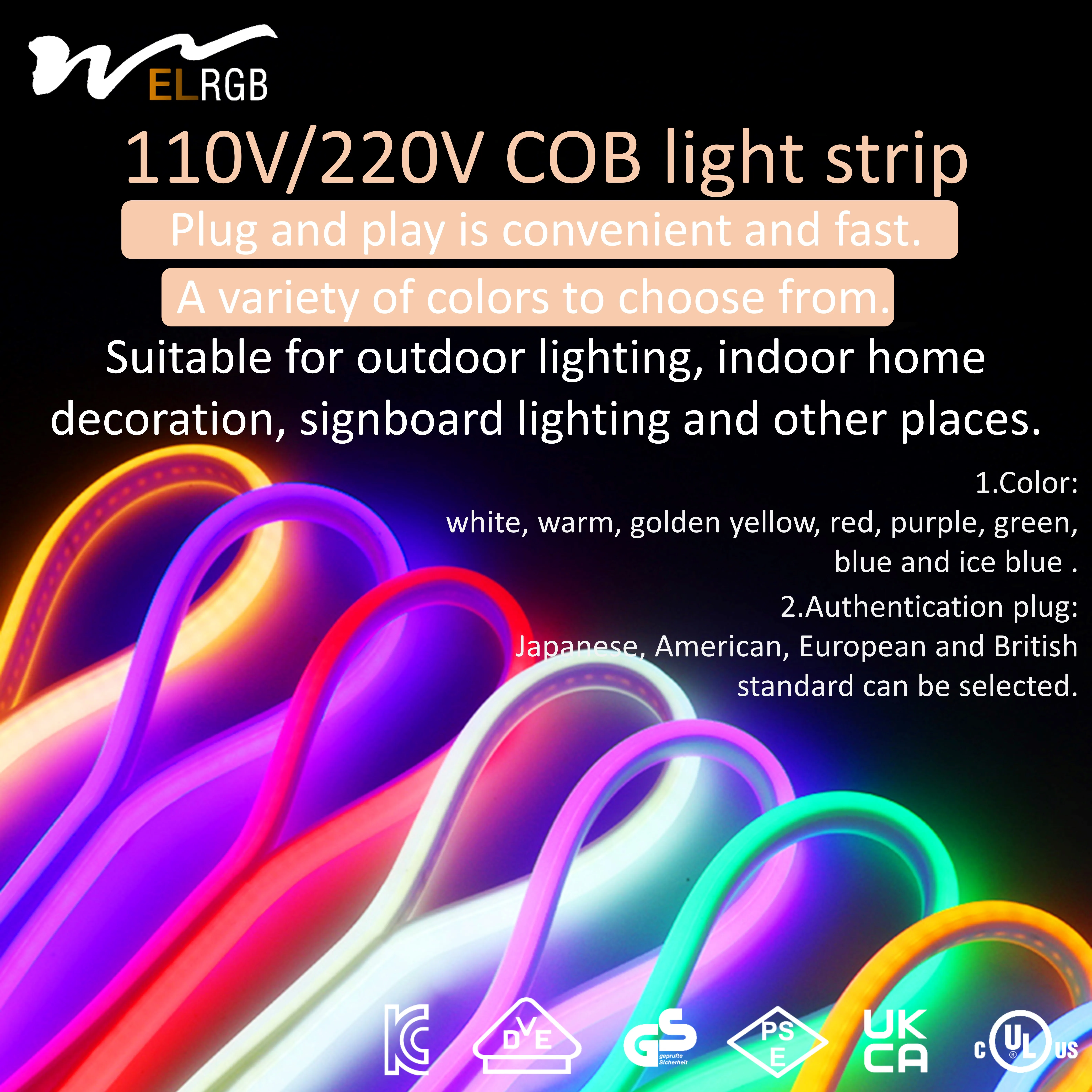 110 В 220 Светодиодная лента супер яркие 288 светодиоды/м COB световая панель водонепроницаемая гибкая силиконовая трубка Неоновая cob