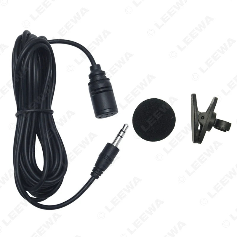 3.5mm TRS Microphone Kit Clip-On For Car GPS Interior Handsfree Calls With Jack and 3M Cable