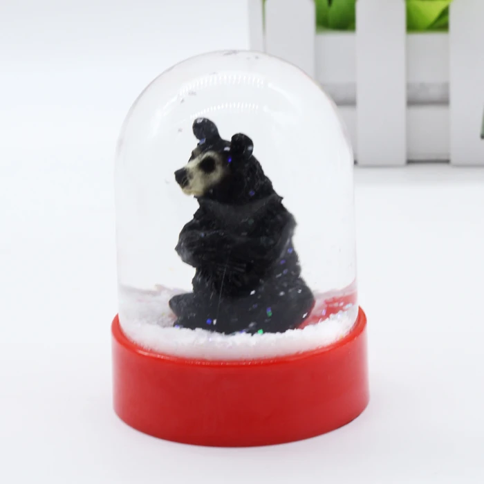 
Plastic Animal figurine Snow Globe with Custom Logo , Plastic 3D Resin Bear Figurine Water Ball For Home Decoration 