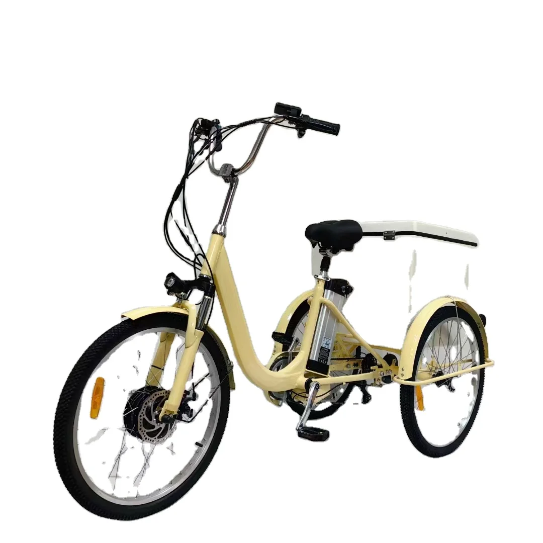 Export 24 Inch Tricycle Leisure Scooter Retro Three-speed Light Commuter City Light Lithium Battery Power Tricycle