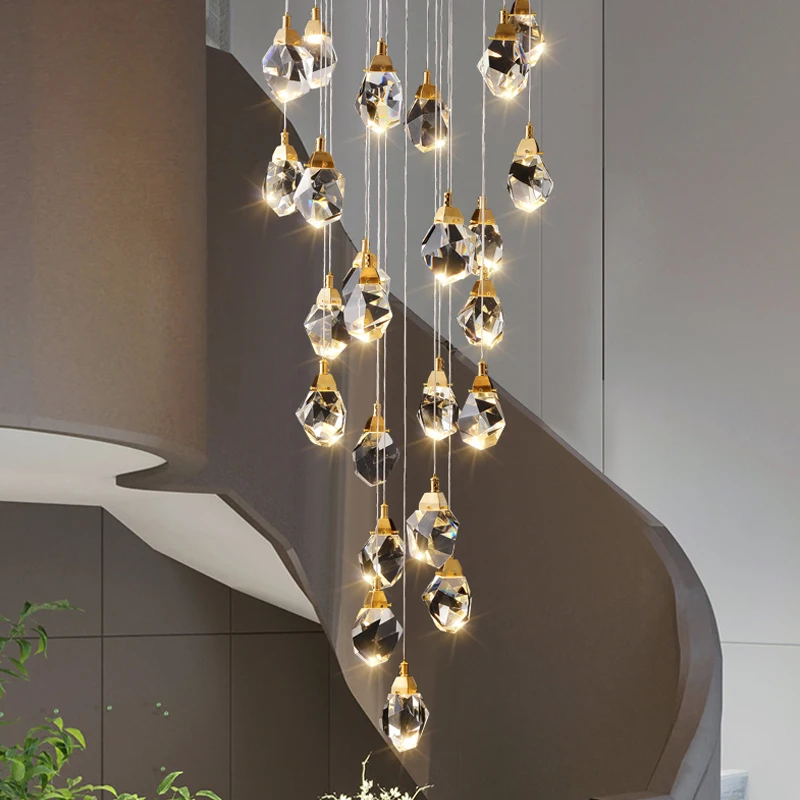 VVS 2020 supper brightness Golden K9 Copper Crystal Nordic Style Hotel chandelier modern luxury large ceiling