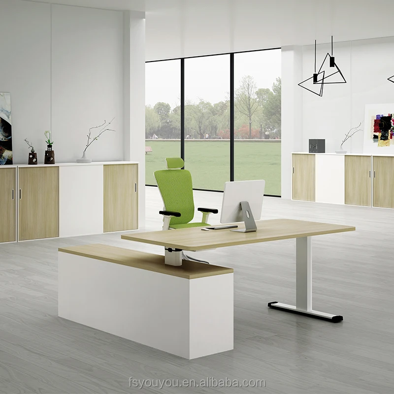 Modern adjustable office furniture MFC MDF  computer Workstation standing Ergonomic table height adjustable desk