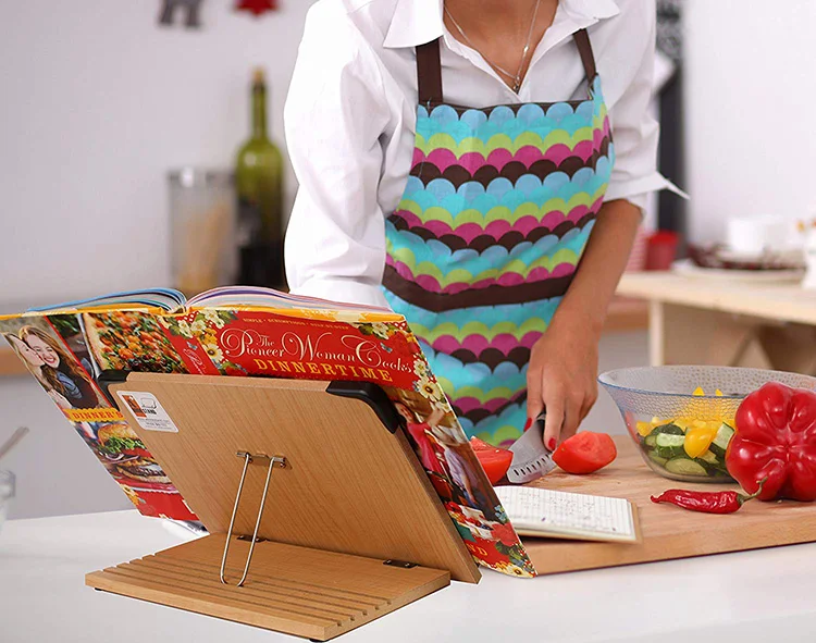 2021 Hot-selling Smooth Bamboo Book Display Stand Cookbook Rack Office Study Room Paper Pad Textbook Reading Holder