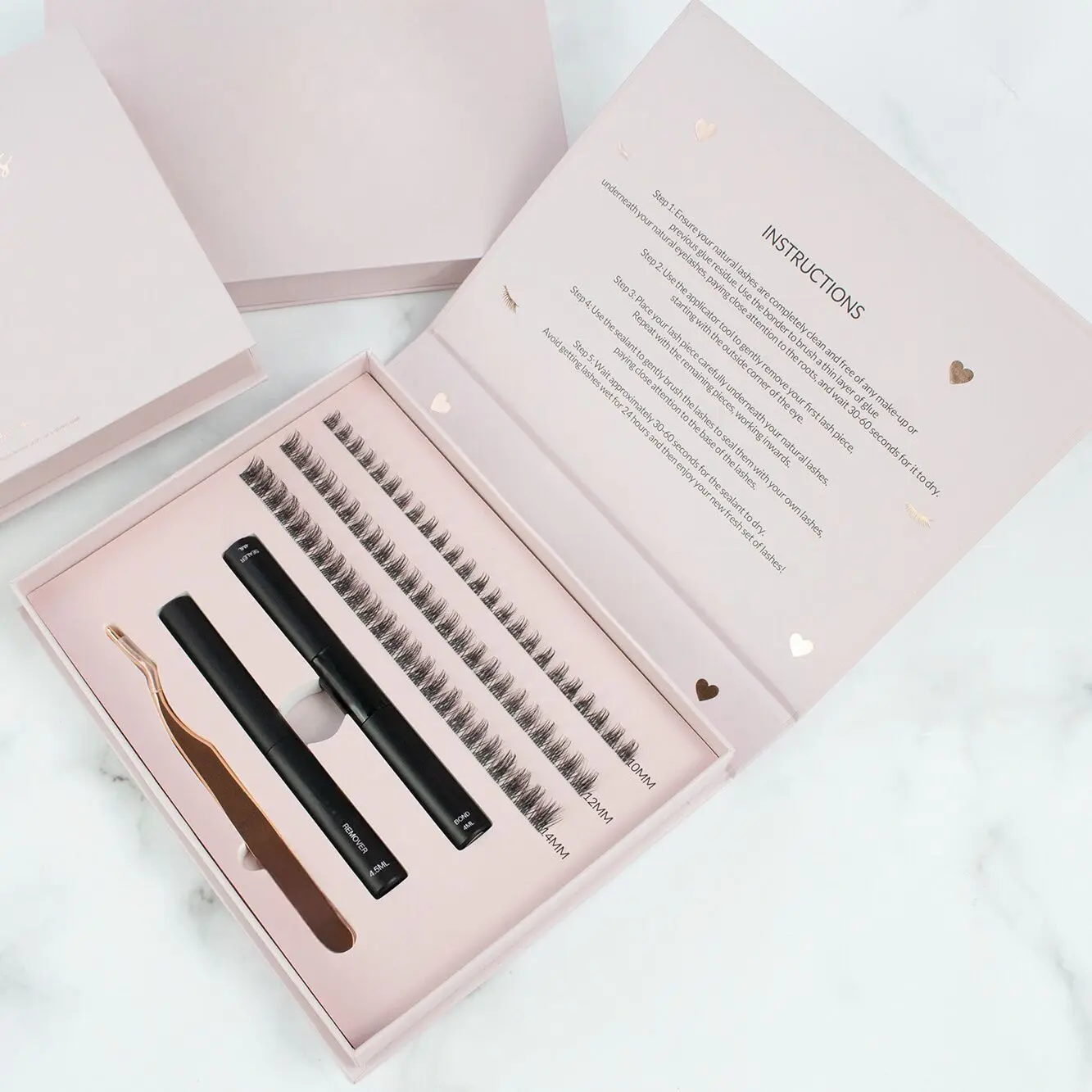 reusable 2-3 times natural C D L curl segment lash cluster kit lasting 2 week diy lash extension kit 2 in 1 lash bond and seal