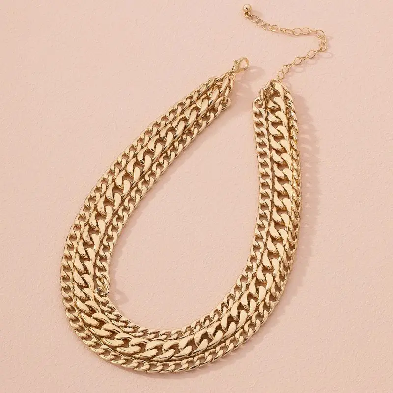 Tiktok Hot Selling Hip Hop Style Engraved Thick Chain 18K Gold Plated Personality High Density Copper Chain