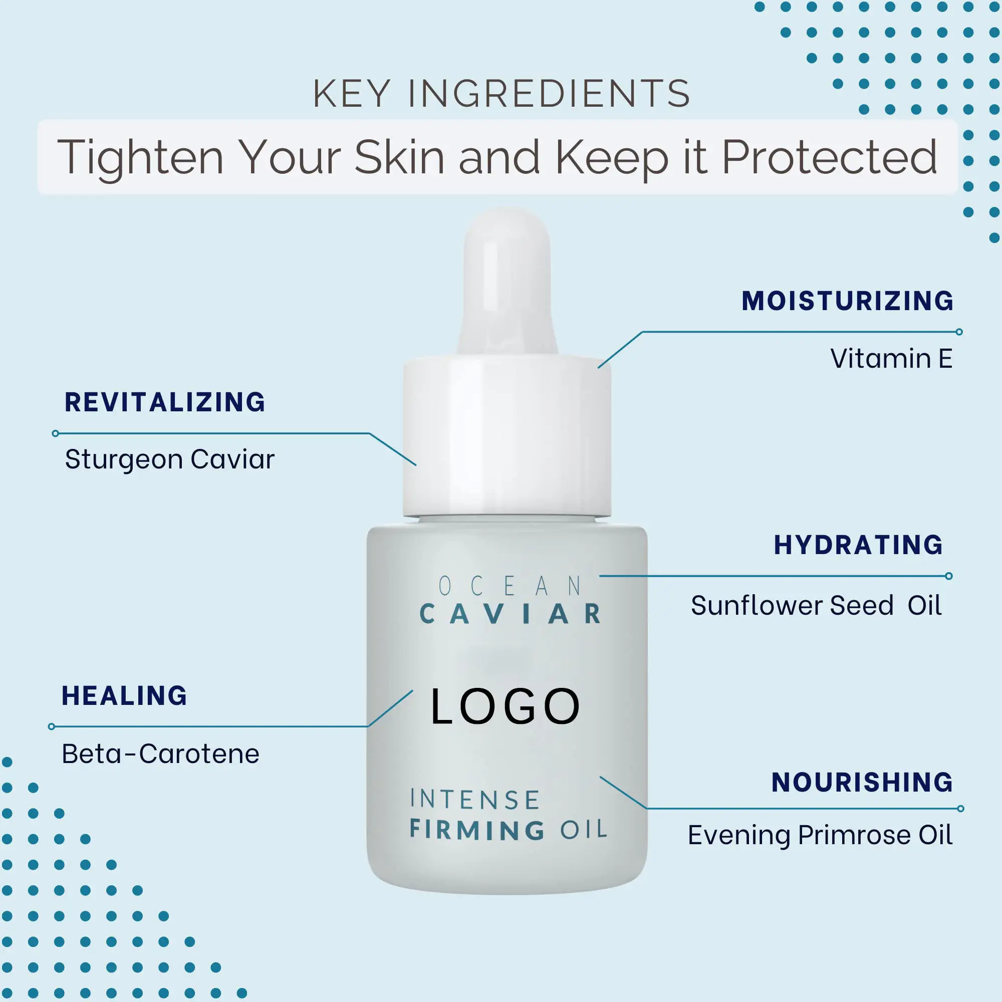 Caviar Intense Firming Oil Anti Aging Face Tightening Serum with Vitamin E - Reduce Fine Lines and Firm Lift Skin - OEM/ODM