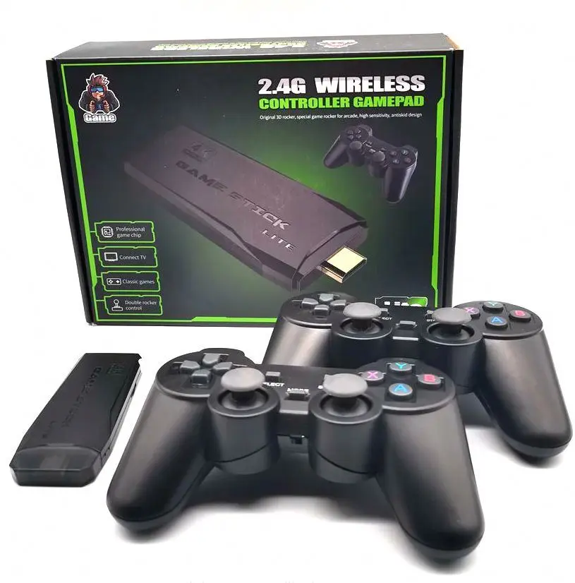 Семейный ТВ 64G Встроенный 10000 игр 2 4G беспроводной контроллер 4K HD M8 видео игровая