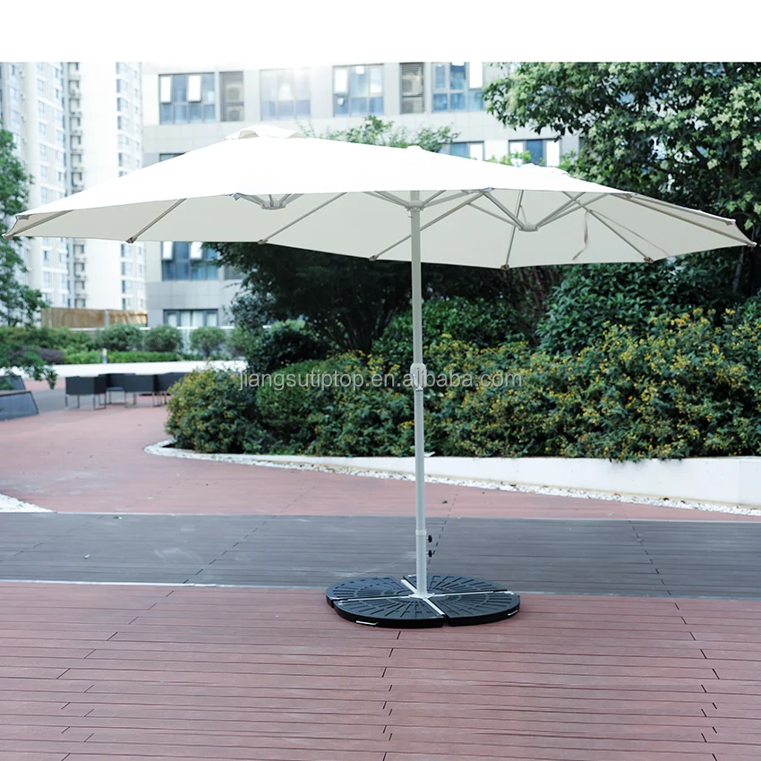 Outdoor Patio Twin dark khaki umbrellas Commercial Garden Custom Big Size New Design UV Protective Sunshade Cheap parasol