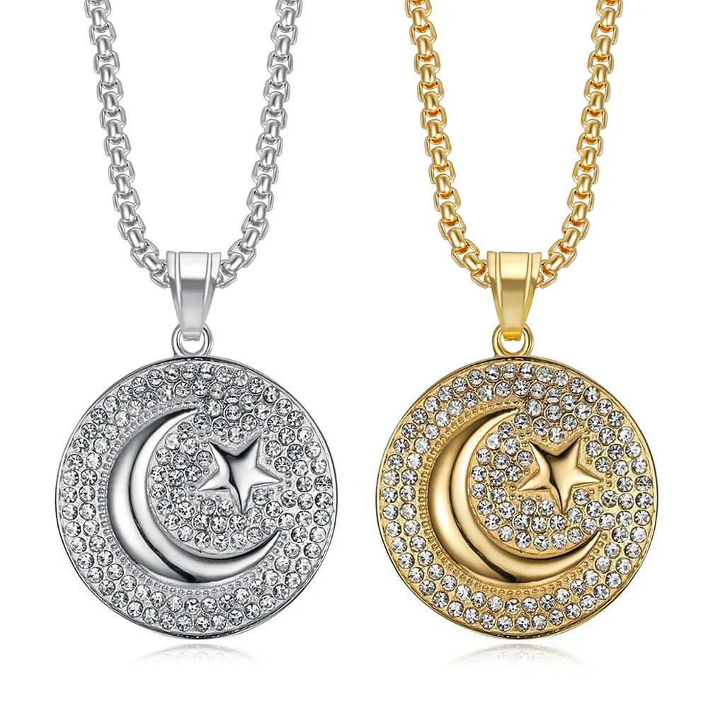 Fashion jewelry hip hop Turkish flag stainless steel men pendant necklace PVD silver wholesale charms