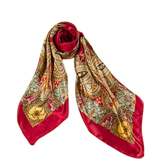 BSCI China Shenzhen Red Black Floral Print Fashion Summer Best Selling Scarfs Shawls Women