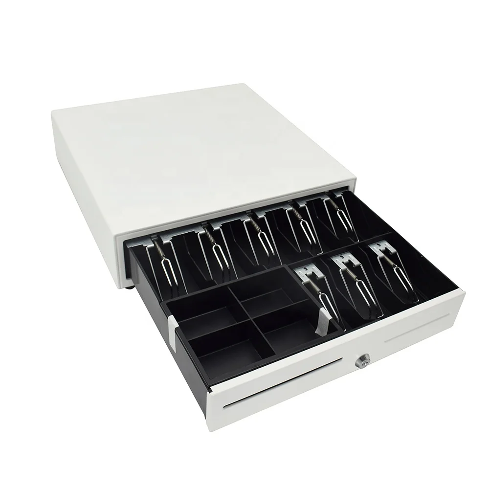 Smart Design Locking Cash Register Electronic Rj11 cash Box 8 Bills 4 Coins Trays Cash Drawer