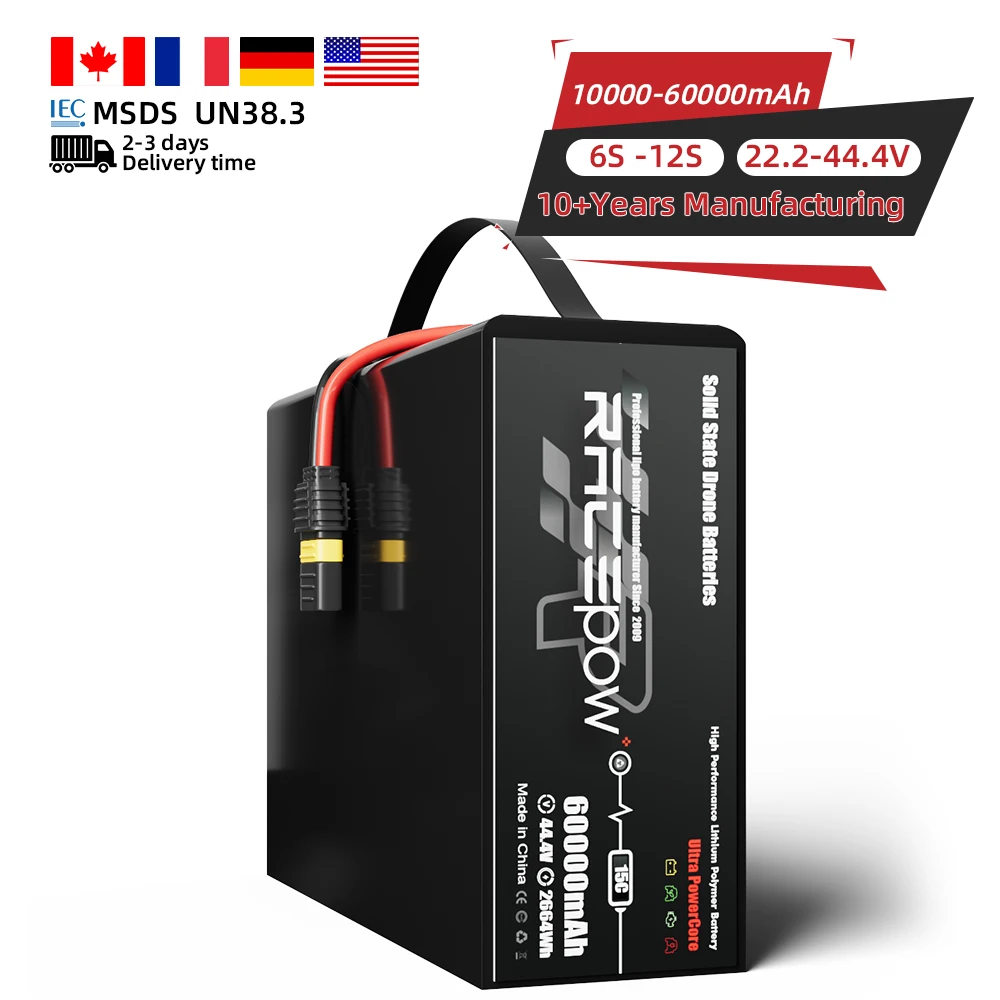 High density solid state battery 22.2V 44.4V 6S 12S 30000mAh 40000mAh 46000mAh 60000mAh Cargo drone/VTOL/evtol/ Heavy lift drone