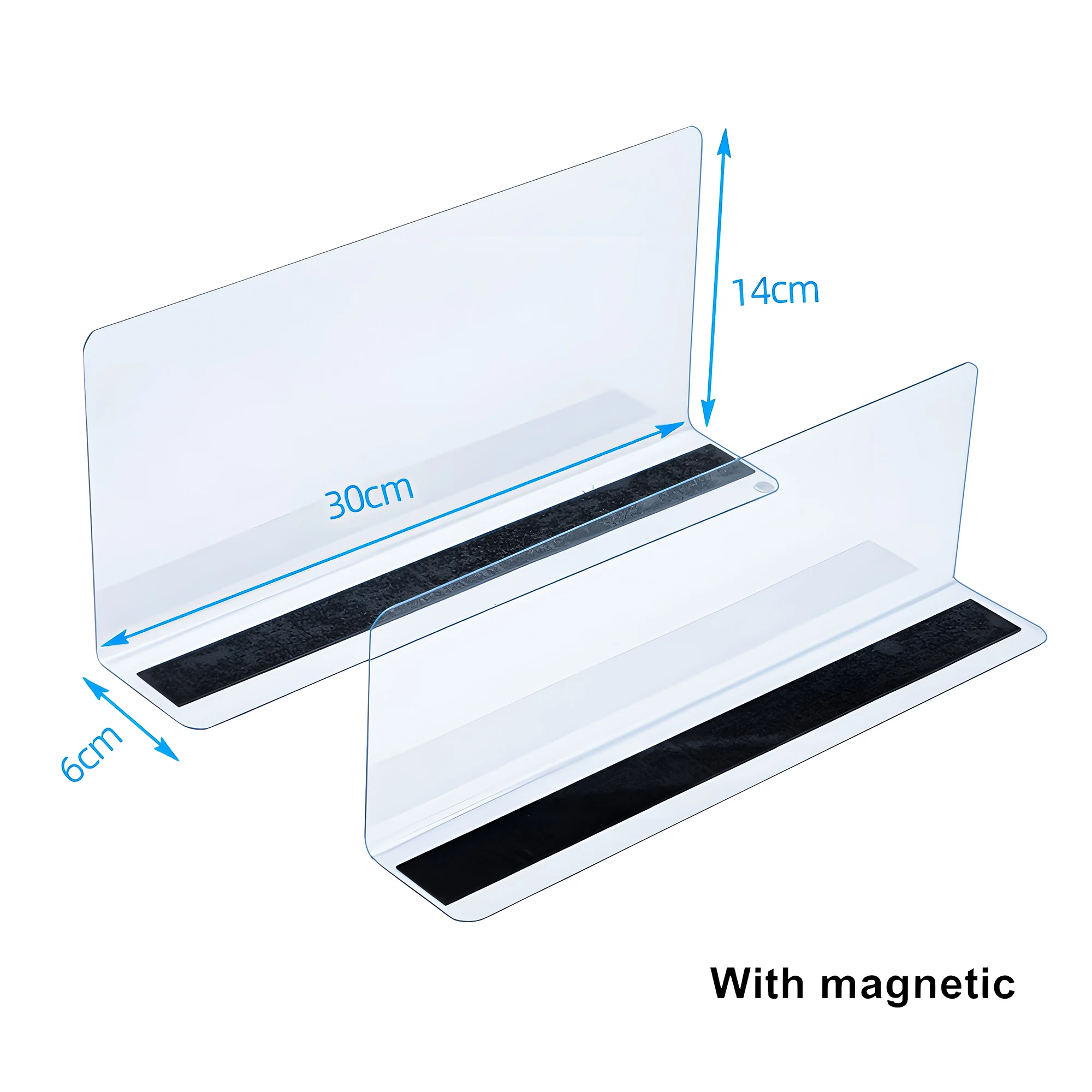 Good Price 5pcs Clear Acrylic Shelf Divider with Magnet Strip L Shape Separator Clear Shelf Divider