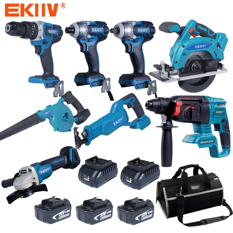 OEM EKIIV Factory 21v Portable Electric cordless Pulse Brushless Screwdriver Compact Wireless Impact Drill Lithium Battery kit