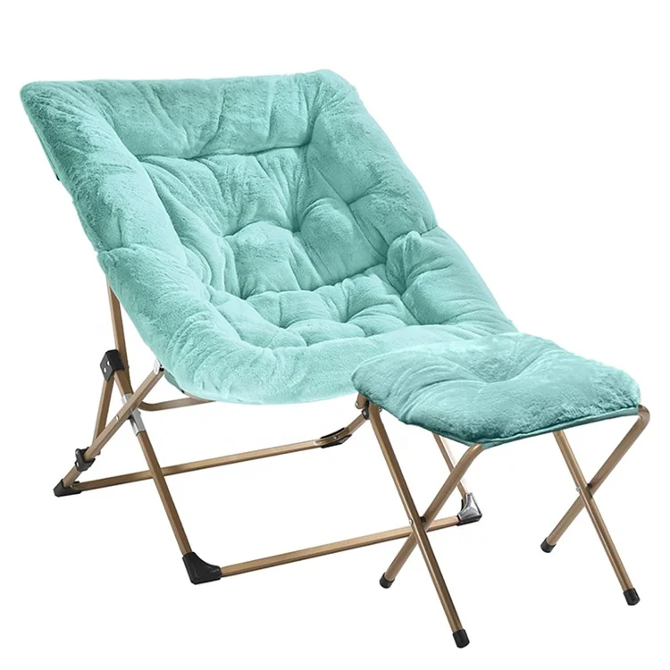 Popular Foldable Chaise Green Moon Swing Chair Foldable Accent Camping Garden Lounge Leisure Living Room Chairs with Ottoman
