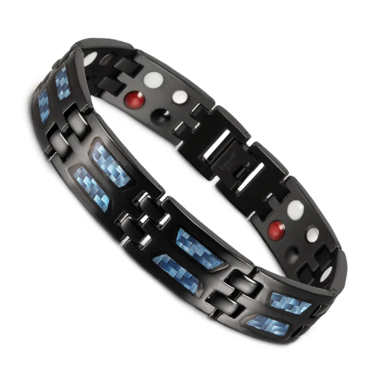 Elegant Surgical Grade Pulsera Biomagnetica Mens Carbon Fiber Healthy Link Chain Stainless Couple Bracelets Magnet