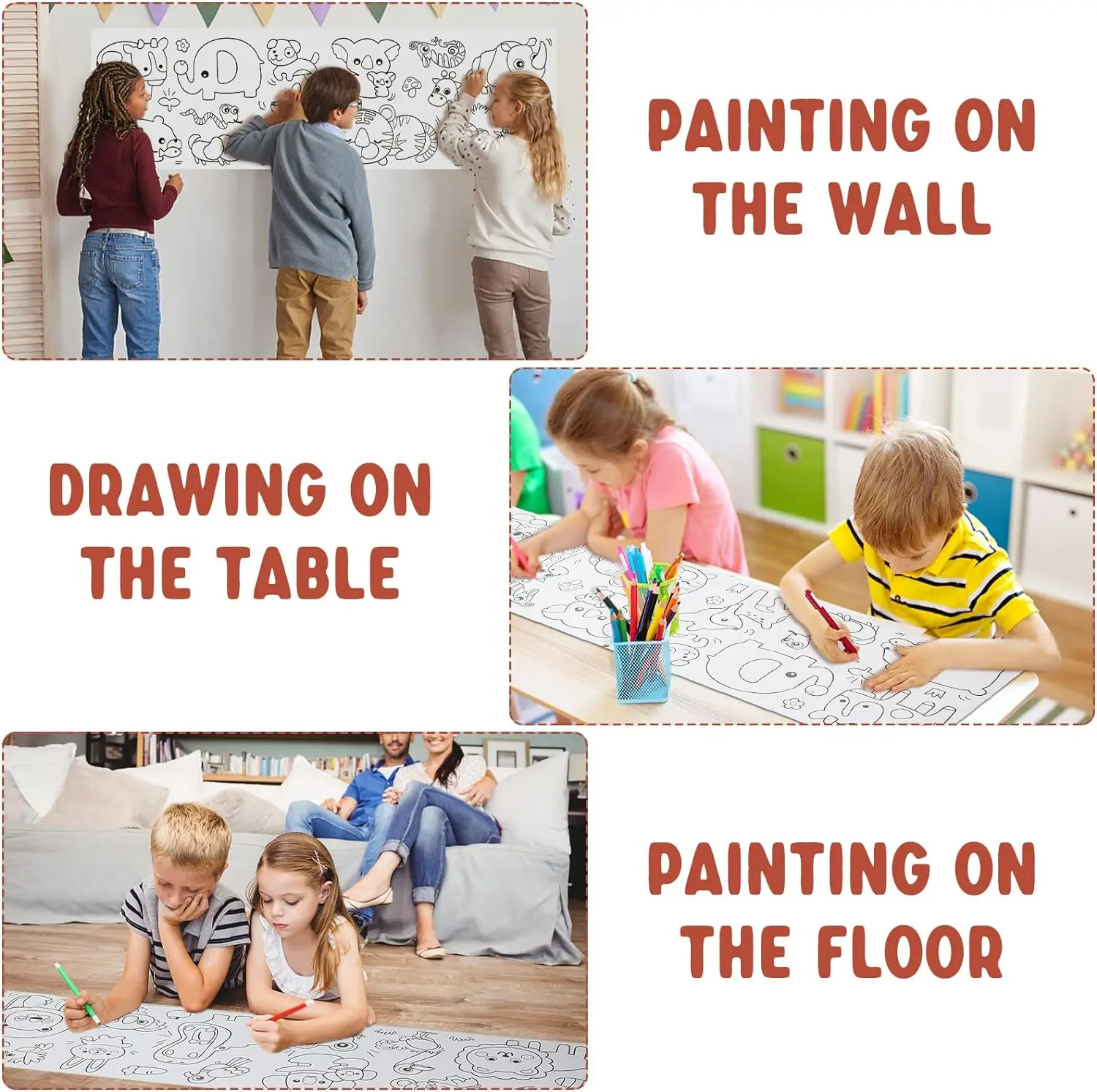 Drawing Paper for Kids DIY Painting Coloring Paper Roll for Toddler Arts and Crafts Gift for Class Home Birthday Party