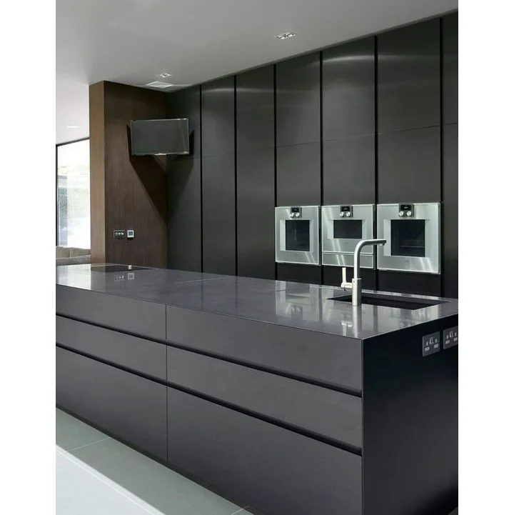 2024  Hangzhou Vermont New Model Kitchen Black Cabinets Kitchen Furniture Set Design Plywood Wood Kitchen Cabinets