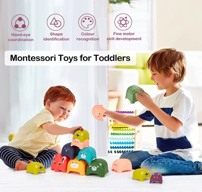 New Cute Animal Stacking cups early development and activity baby toy building blocks bathtub toy for toddlers perfect gifts