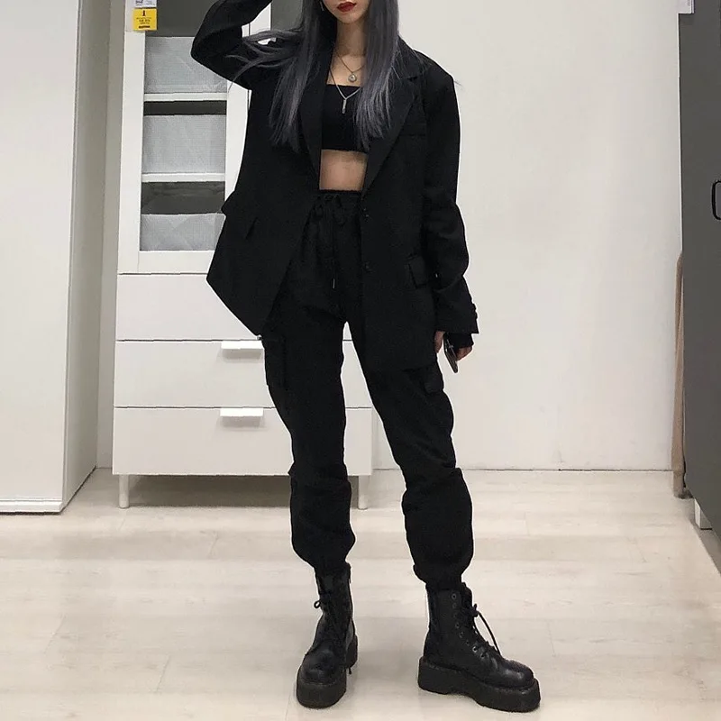 KHG8704  2019 autumn fashion women multi pocket high waist casual stretching cargo pants