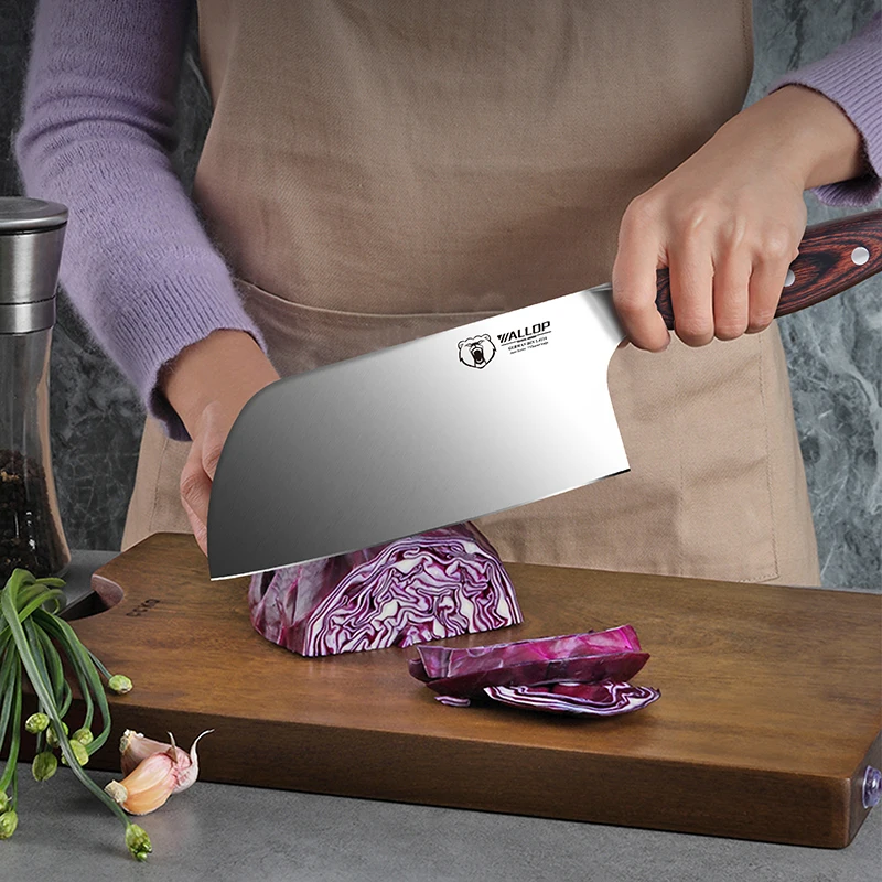 Wallop 7 Inch German 1.4116 Stainless Steel Chopper Knife China Kitchen Meat Cleaver Knife With Pakka Wood Handle