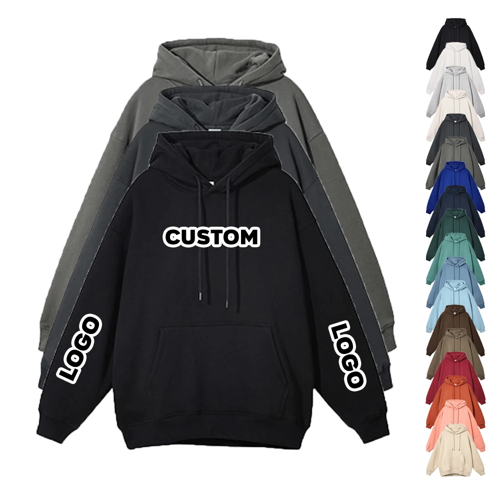 China Manufacturer Custom Embroidered Heat Transfer DTG Screen Puff Printed Cotton Fleece Oversized Sweatshirt Hoodies For Men