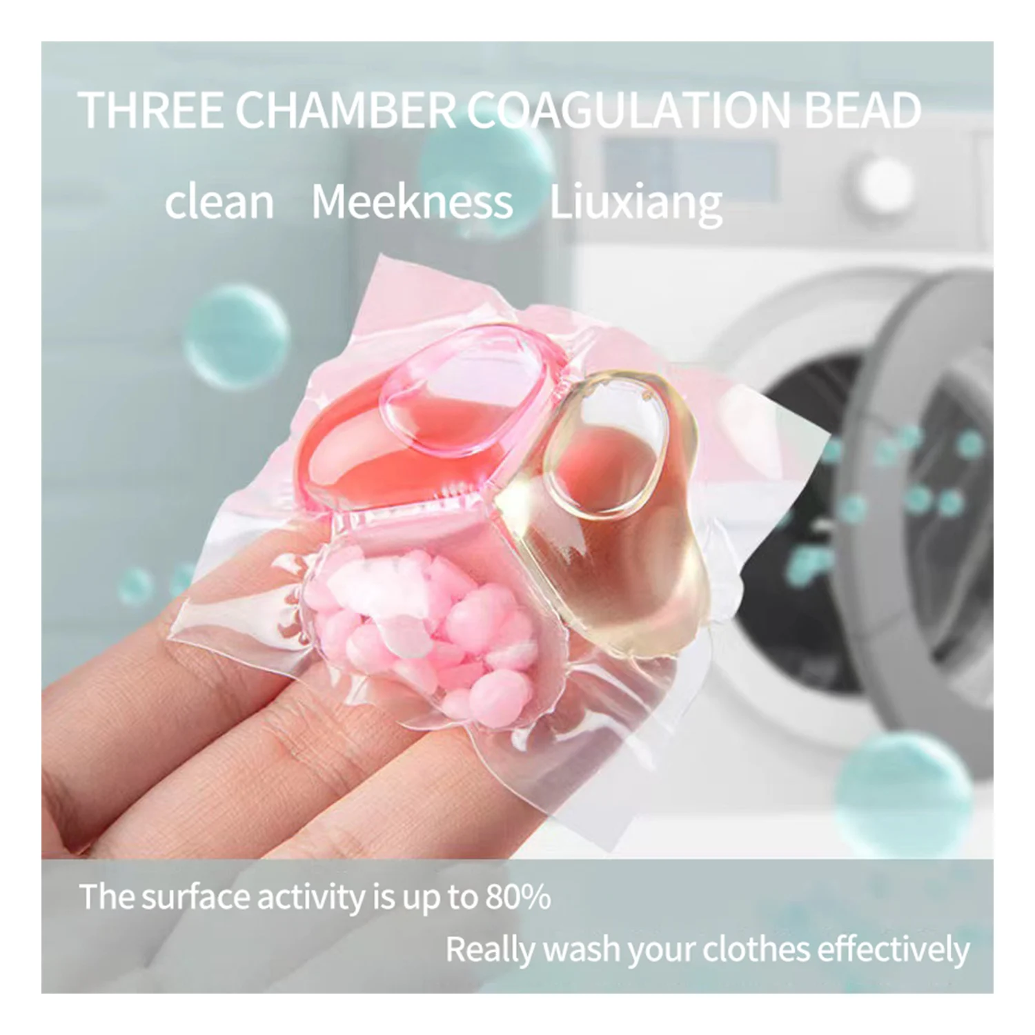 OEM 3in1 Clothes Washing Apparel Detergent Pods Liquid Laundry Soap Capsules Pink Laundry Drops