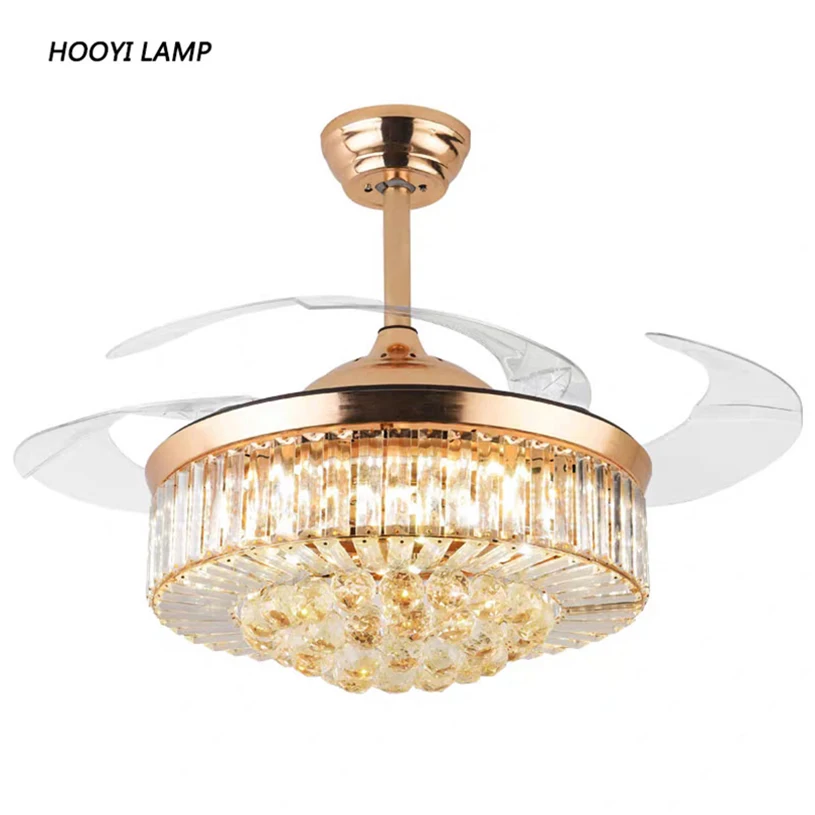 Fashionable Universal  Design Modern 42-inch Invisible Ceiling Fan Chandelier with Light Led Lamp 3 Light Color