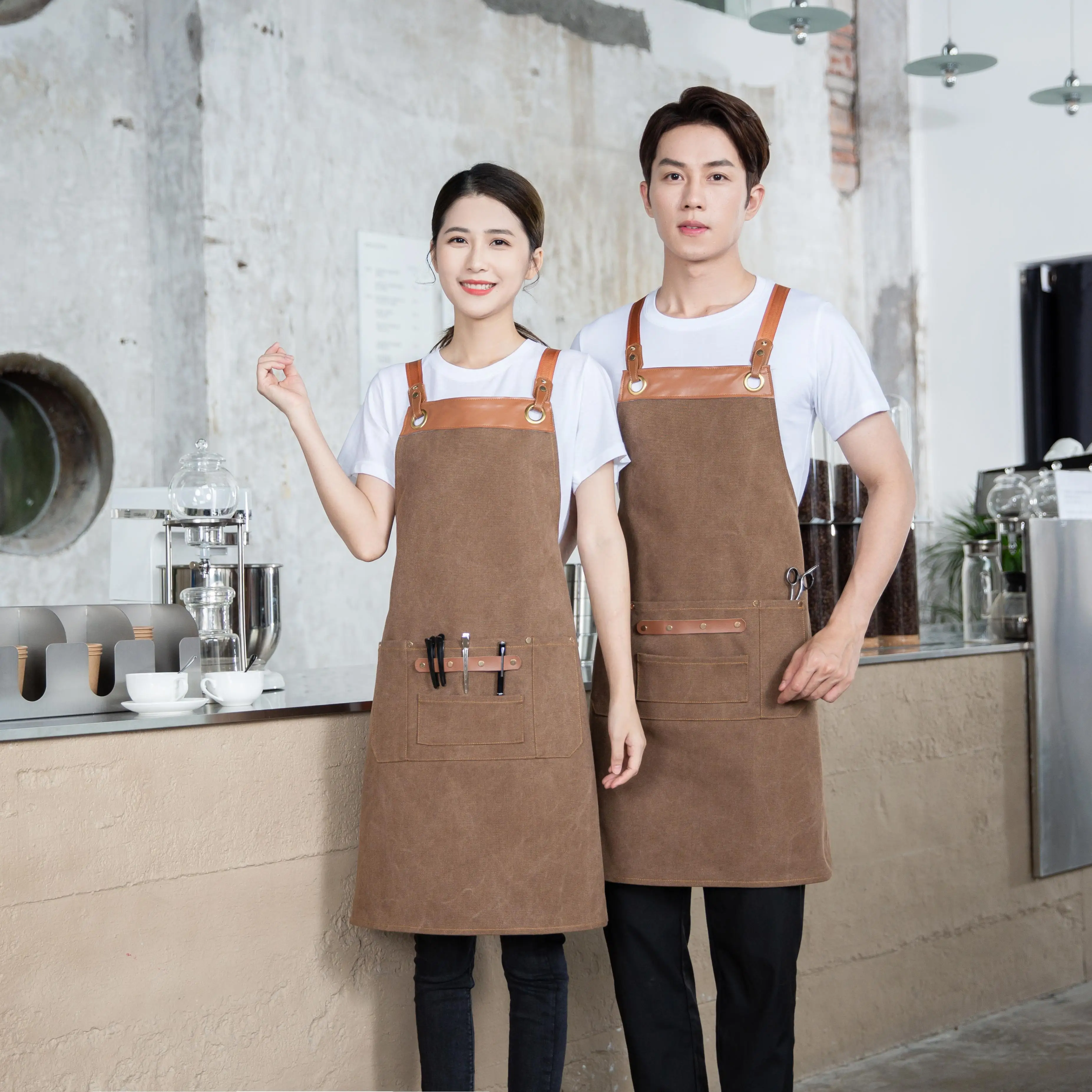 fashionable stylist waterproof restaurant salon butcher cooking kitchen barista wear-resistant tool reusable restaurant apron