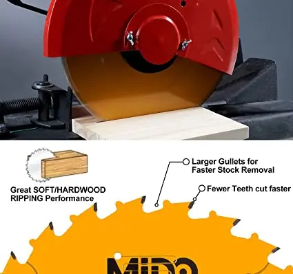 Professional Abrasive Saw Blade 10 Inch Miter Saw Blades 50-Teeth Crosscutting Ripping Tico Carbide Cutting Saw Blades for Table