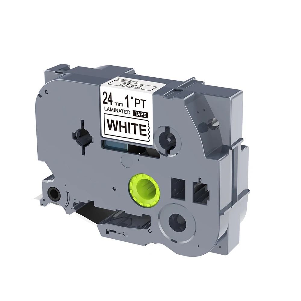 100%C Compatible TZ TZe251 Black on White Label Tape (24mm X 8m) for Brother P-Touch Serial Printing Machines