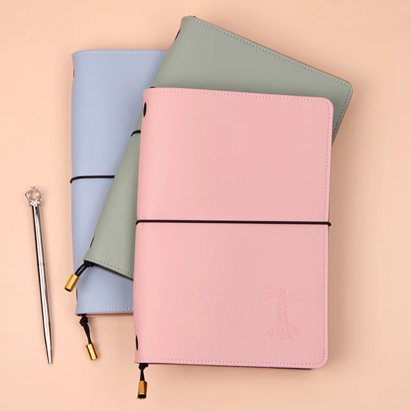 Hot sale products three piece long lovely traveller elastic Metal pendant hand account agendas Diary planner custom notebook
