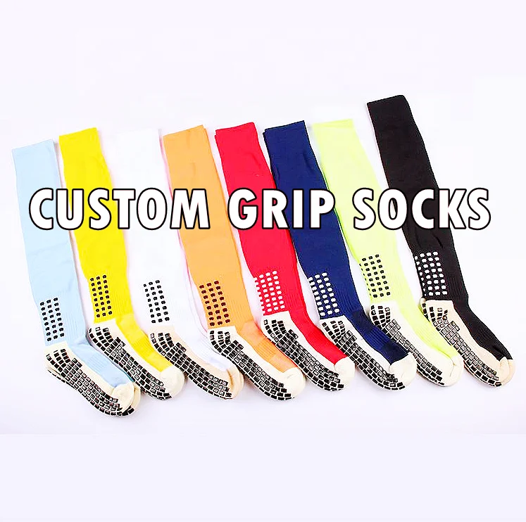 wholesale custom compression grip socks cotton custom crew non slip socks soccer custom solid football grip socks
