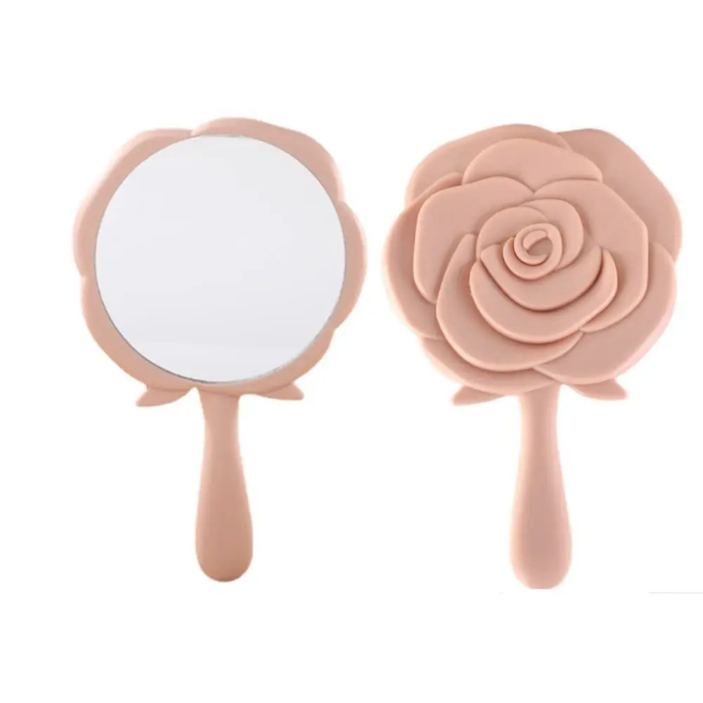 Wholesale Handheld Vintage 3D Rose Shape Personal Makeup Beauty Mirror Compact Travel Cosmetic Mirrors for Women
